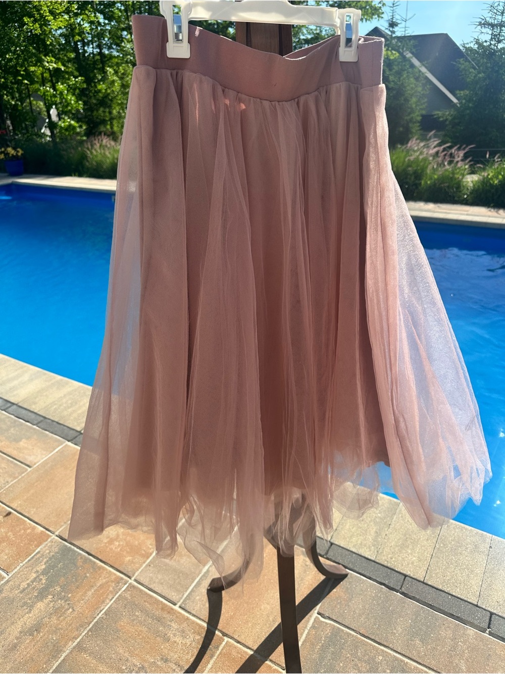 Windsor Dusty Rose Tulle Midi Skirt
